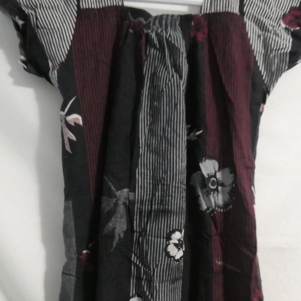 Handmade Patchwork Floral and Stripe Short Sleeve Square Neck Dress | BNWOT - Picture 12 of 14